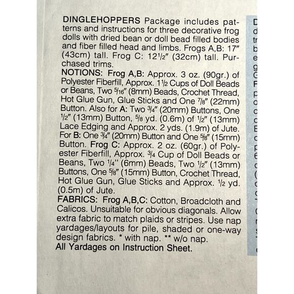 Butterick 3594 Country Frogs plush decorative sewing pattern - Picture 4 of 5